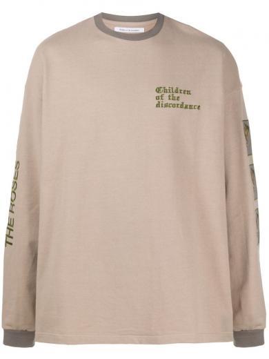 khaki cotton embroidered sweatshirt