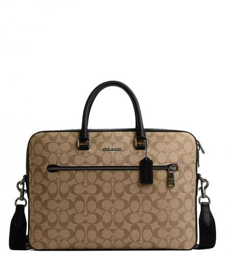 khaki ethan slim large briefcase bag