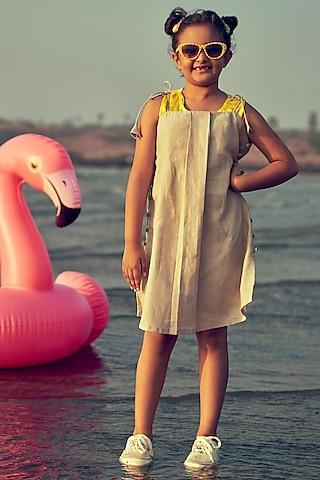 khaki linen dress for girls