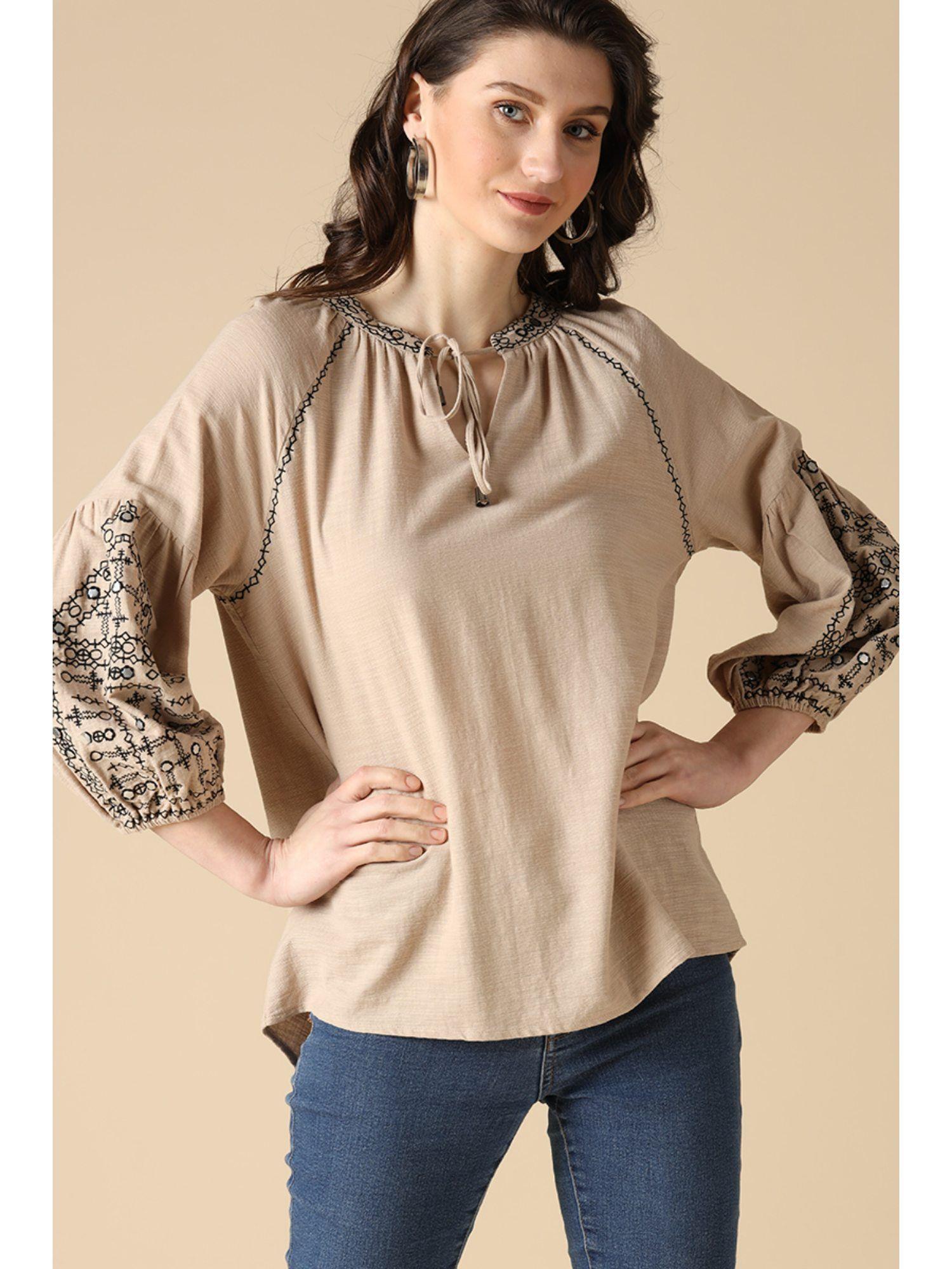 khaki linen top