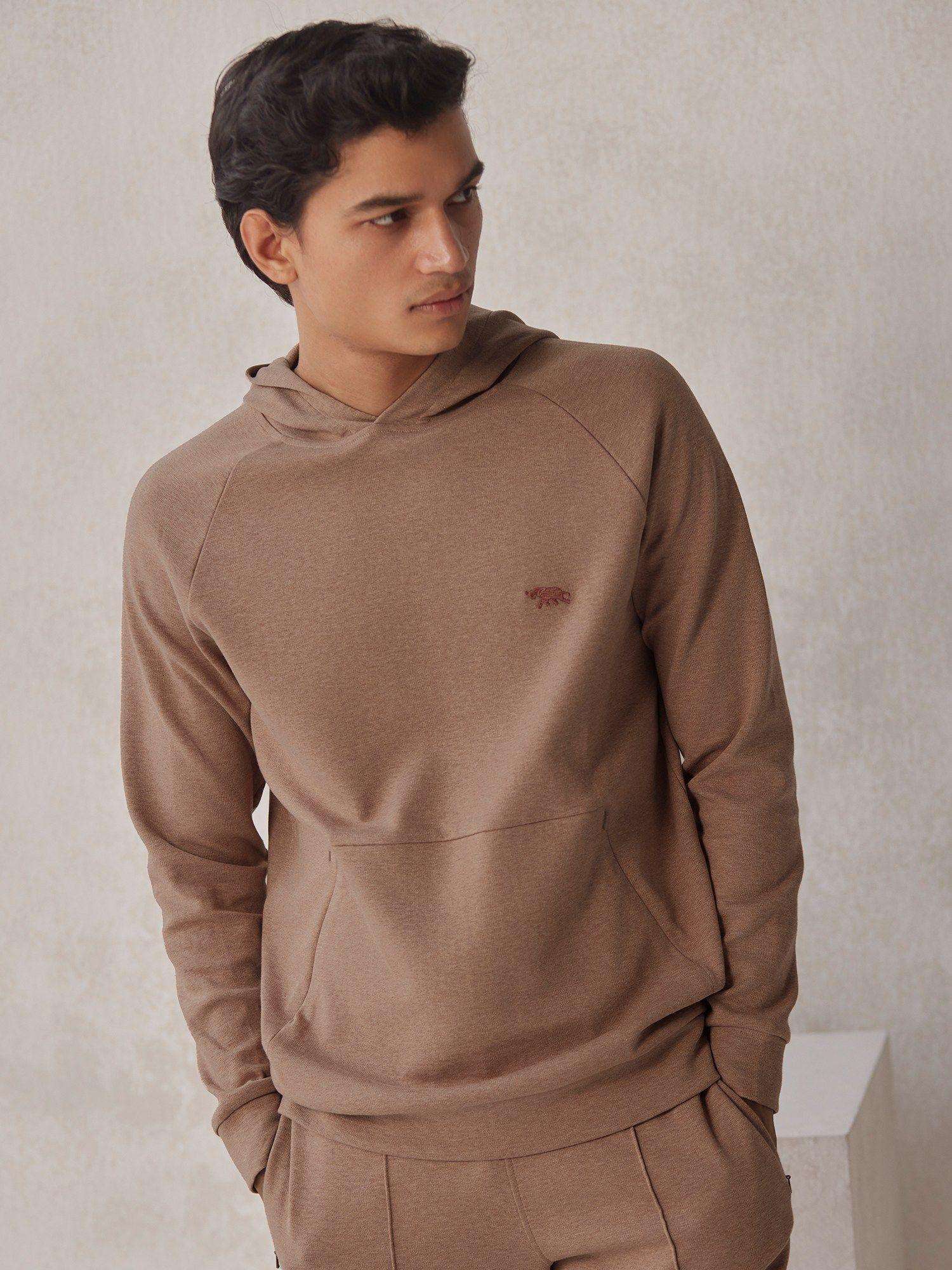 khaki mens raglan sleeve hoodie regular fit