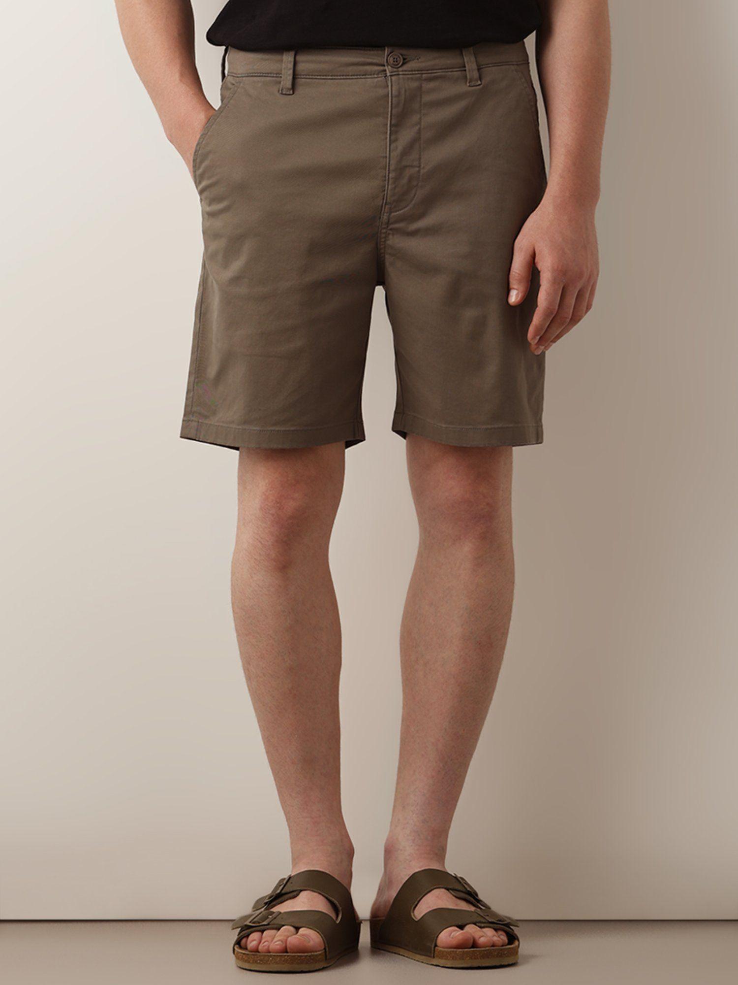 khaki mid rise chino shorts