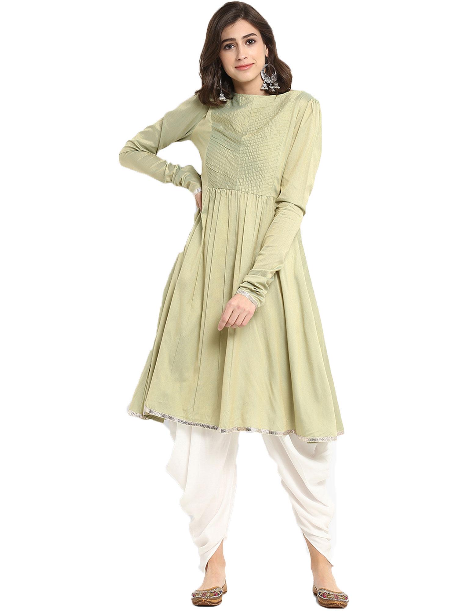 khaki polysilk flared kurta