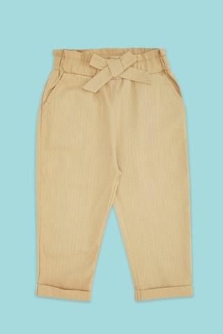 khaki self design full length casual baby regular fit trouser