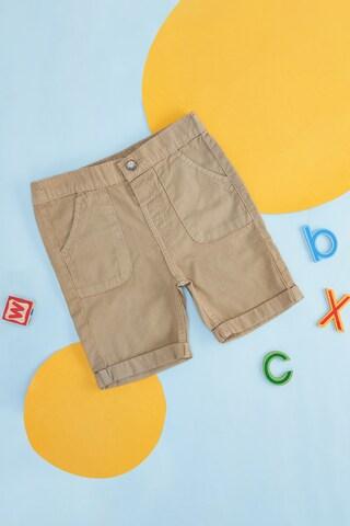 khaki solid knee length low rise casual baby regular fit shorts