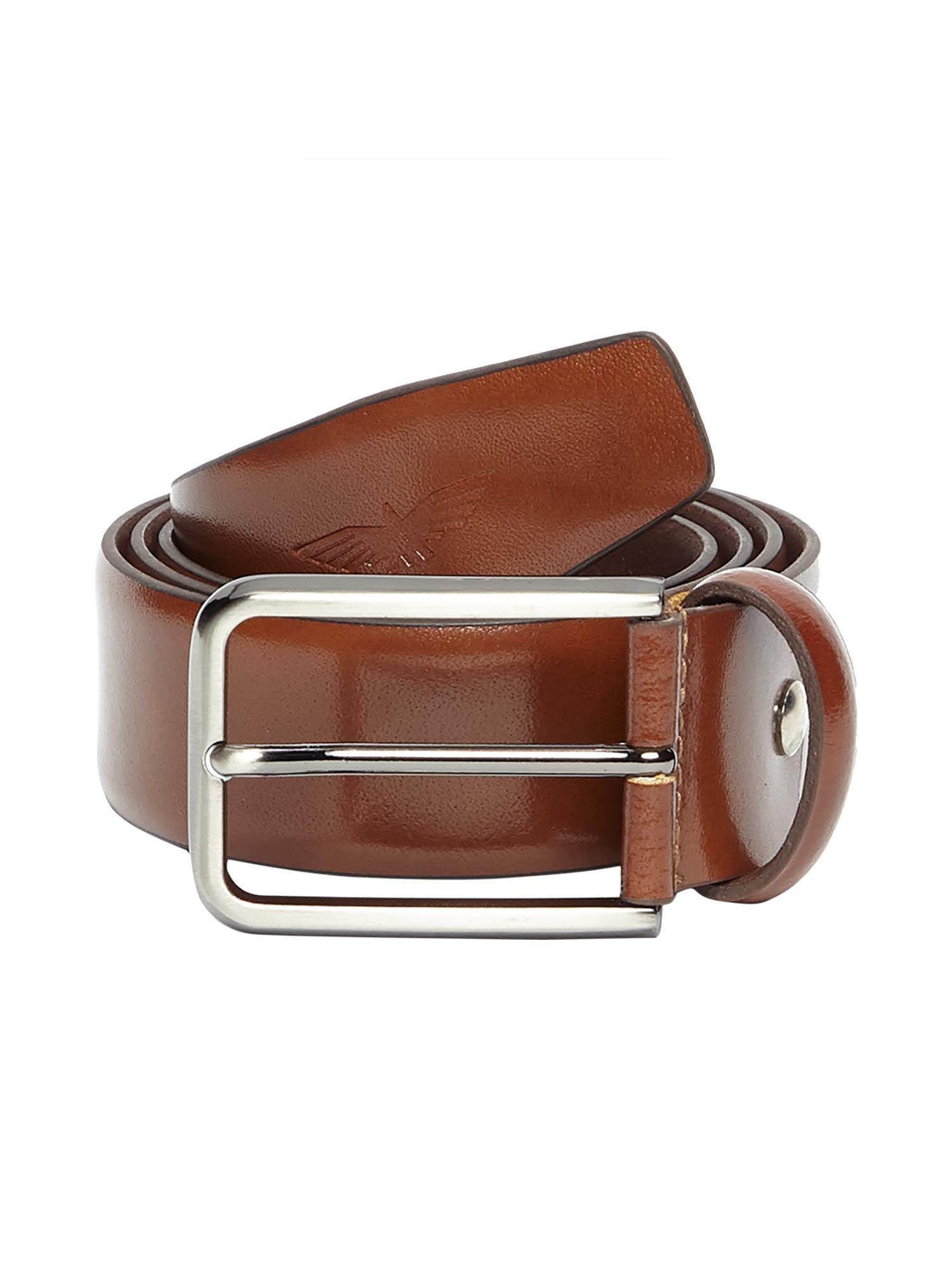 khaki solid leather belt