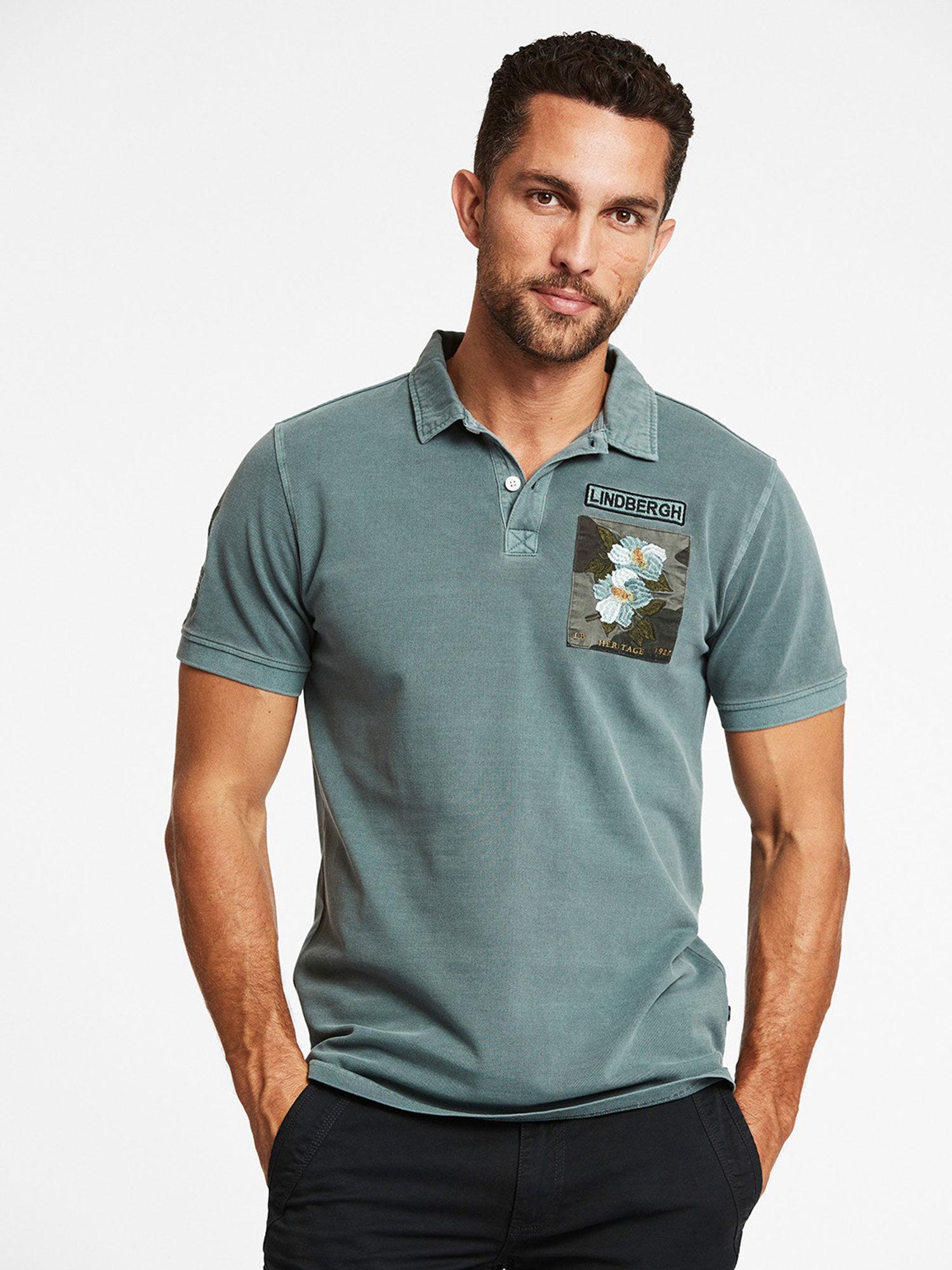 khaki solid polo collar t shirt