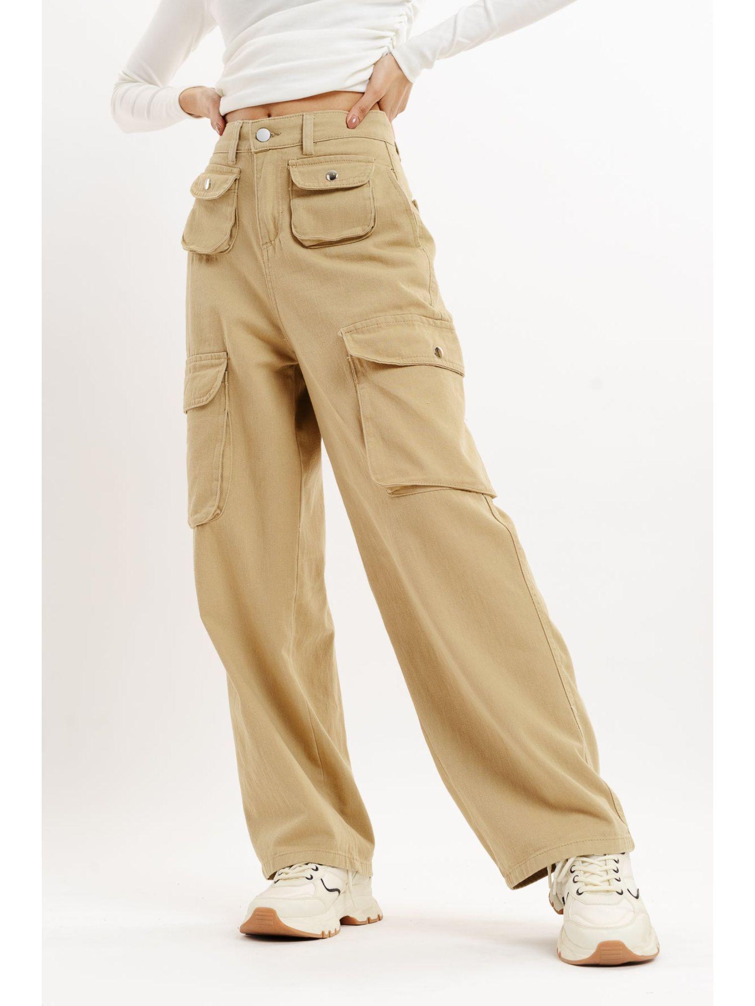 khaki straight fit cargo pant