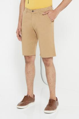khaki summer comfort fit cotton stretch shorts - khaki