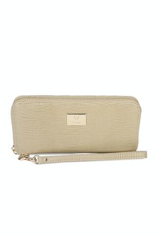 khaki textured casual polyurethane women wallet