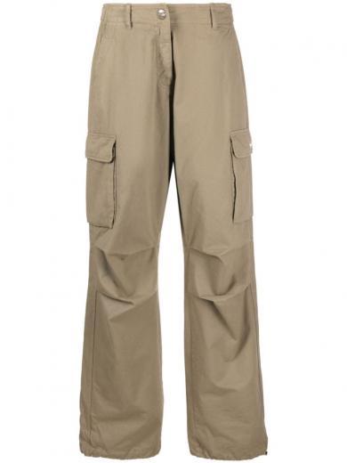 khaki wide leg cargo trousers