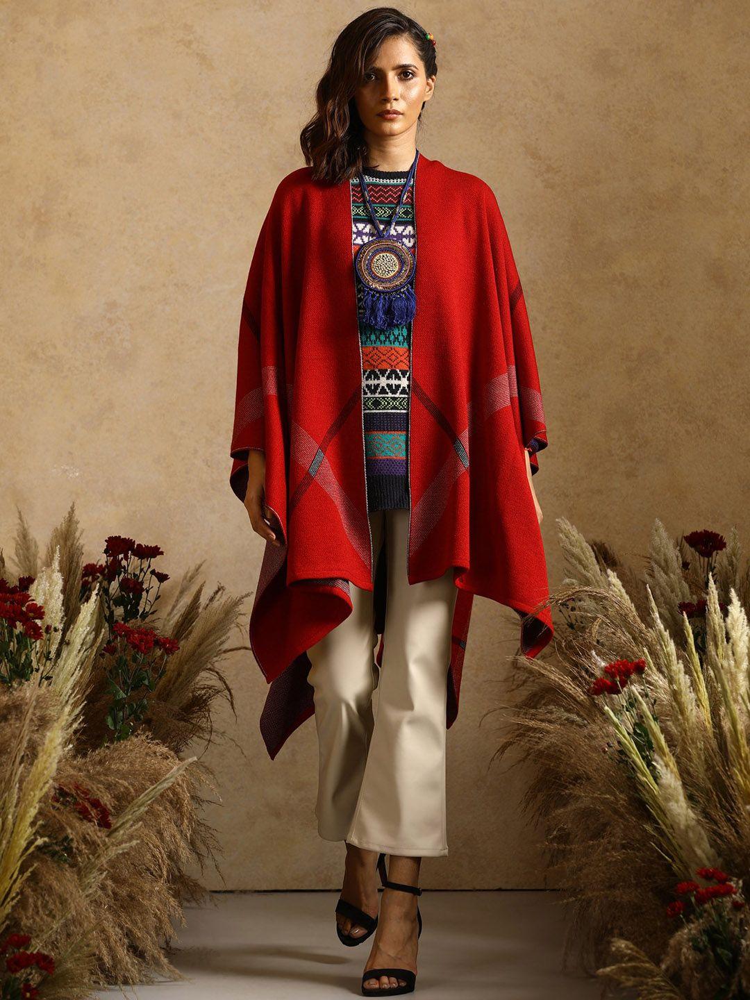 khaleej women asymmetric closure wool cape jacket
