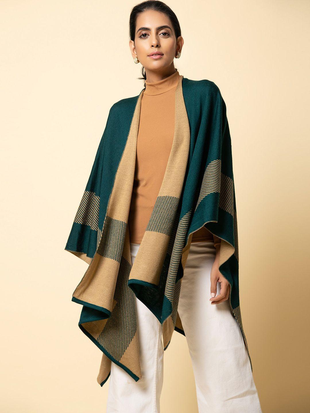 khaleej women colourblocked asymmetric closure longline poncho jacket