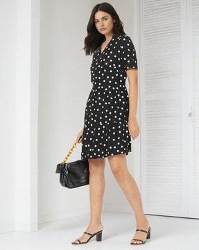 khloe polka-dot print fit & flare dress