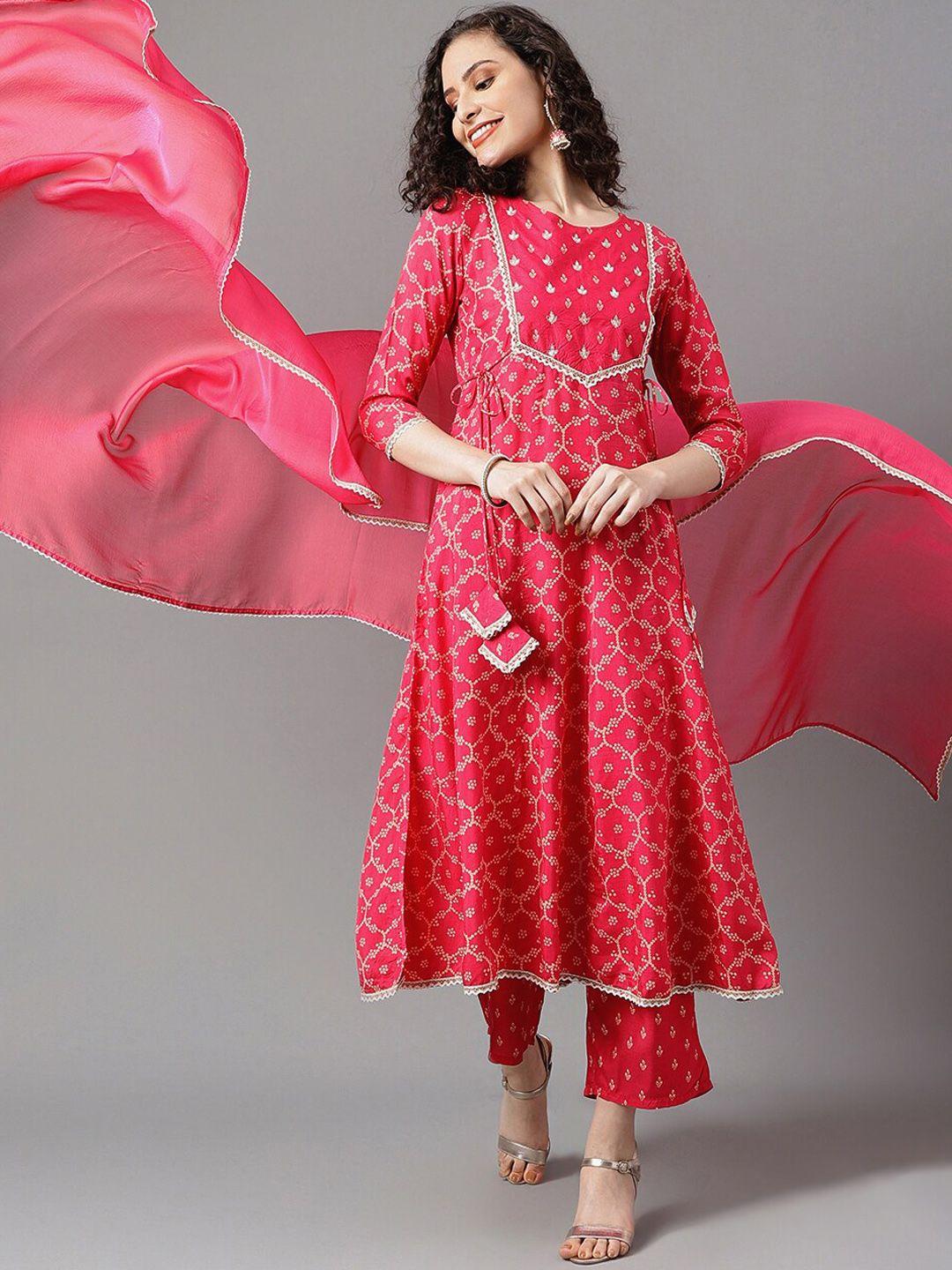 khushal k bandhani printed gotta patti kurta with palazzos & dupatta