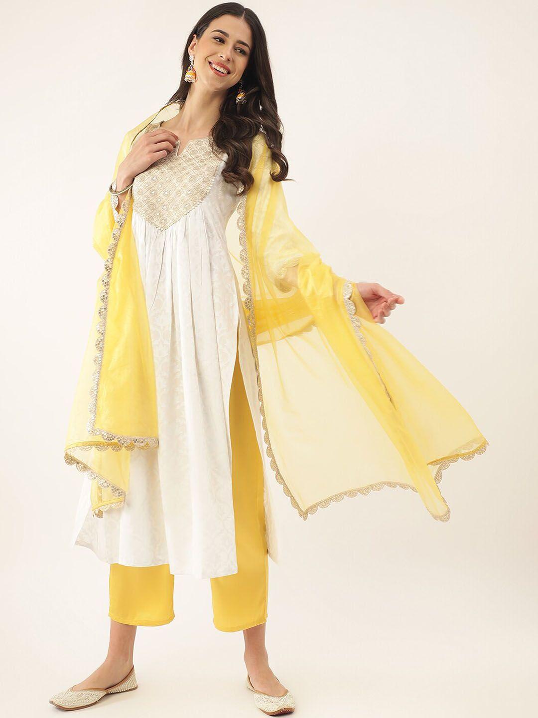 khushal k ethnic motifs embroidered zari sequined kurta with palazzos & dupatta