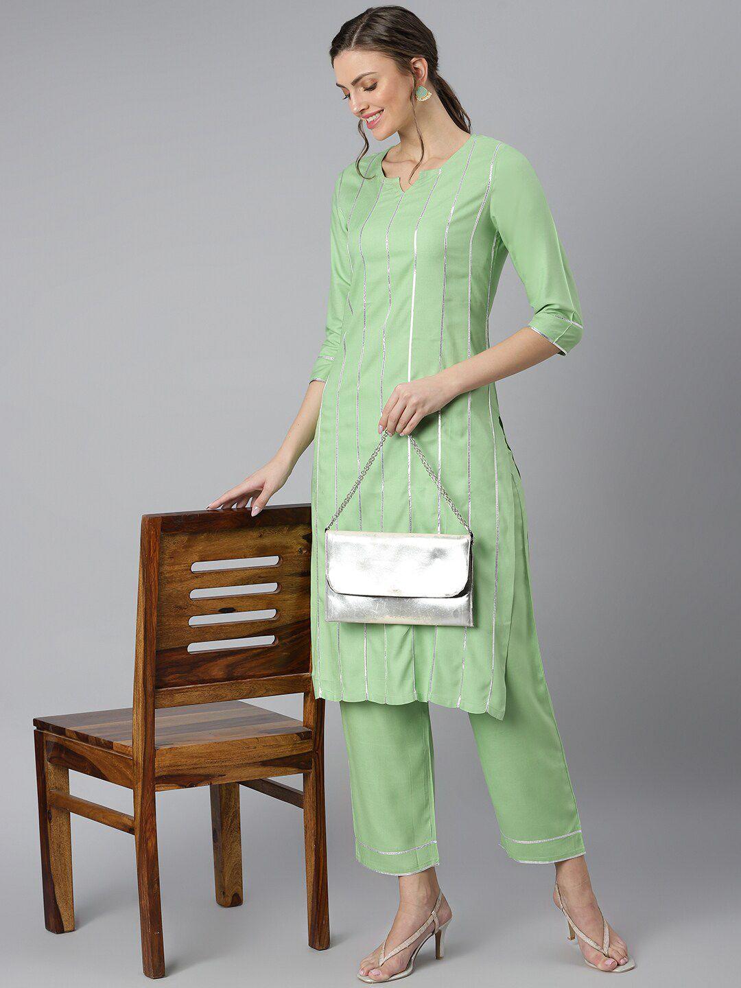 khushal k notched neck kurta with palazzos