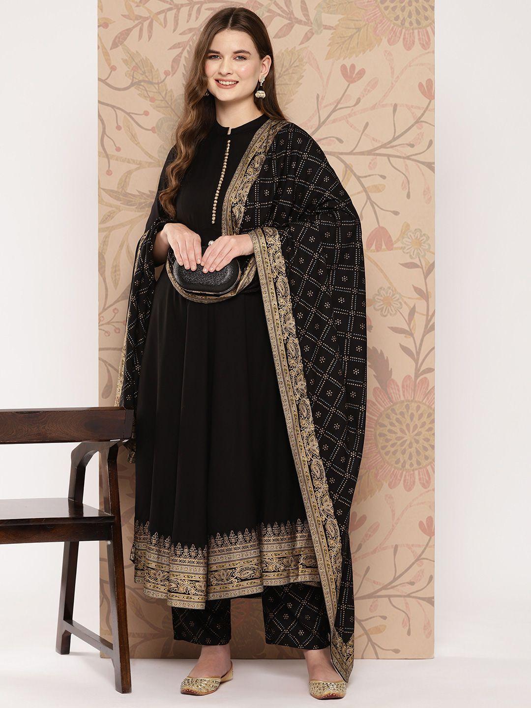 khushal k women ethnic motifs printed empire kurta with palazzos & with dupatta