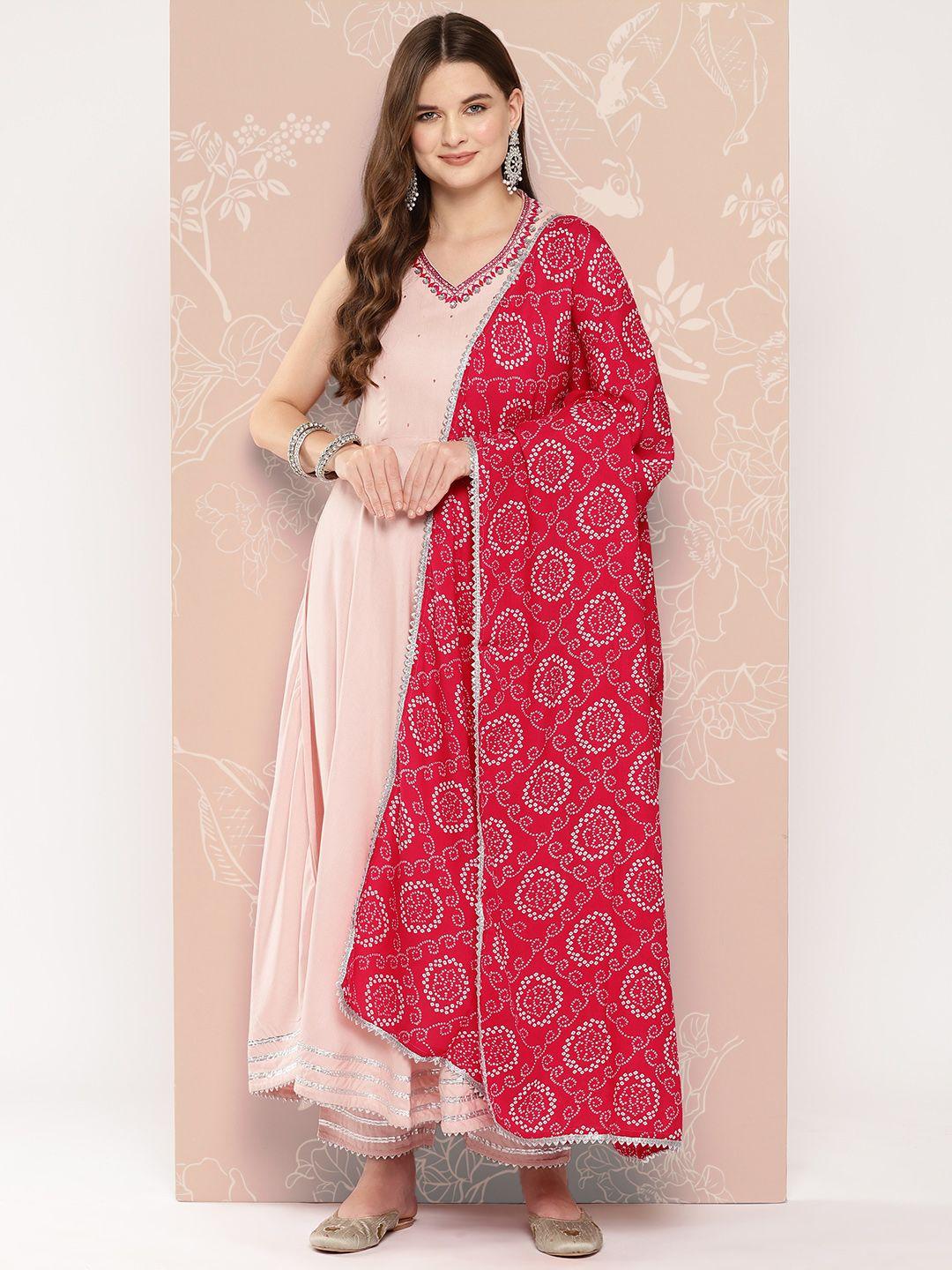 khushal k women floral embroidered empire gotta patti kurta with palazzos & with dupatta