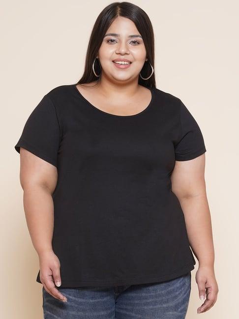 kiaahvi plus size black cotton t-shirt