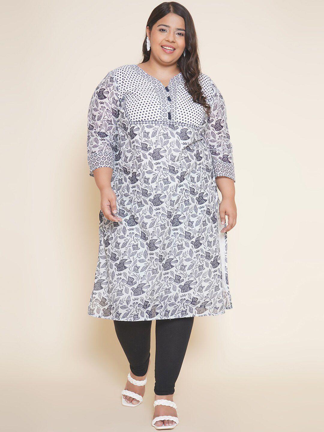 kiaahvi by john pride  plus size tropical printed kurta