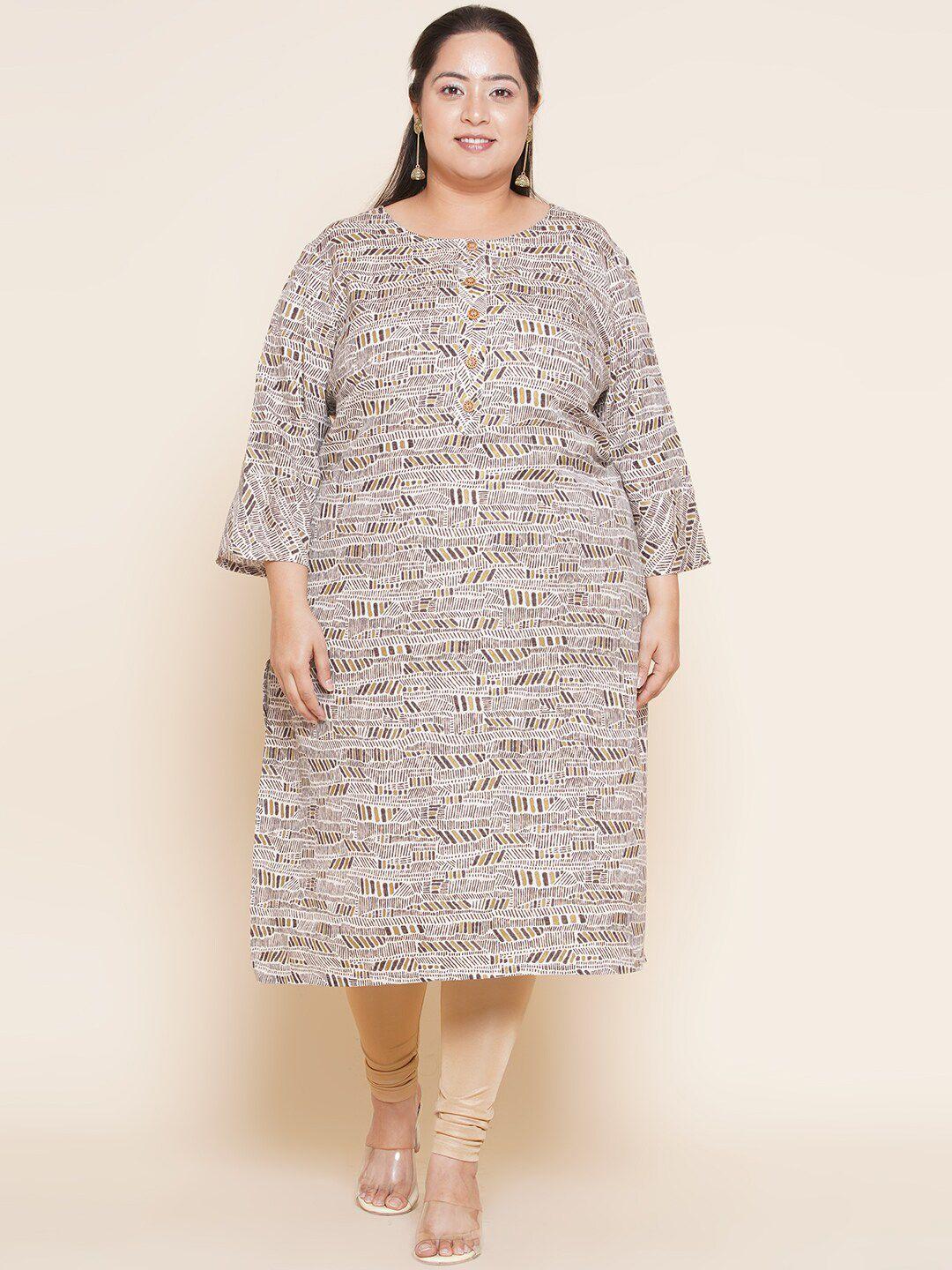 kiaahvi by john pride plus size tribal printed pure cotton kurta