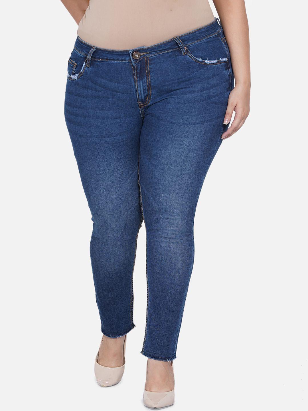 kiaahvi by john pride women plus size skinny fit light fade stretchable cotton  jeans