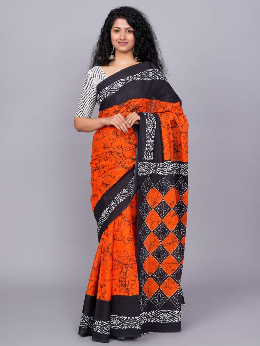 kiaaron ethnic motifs printed pure cotton block print saree