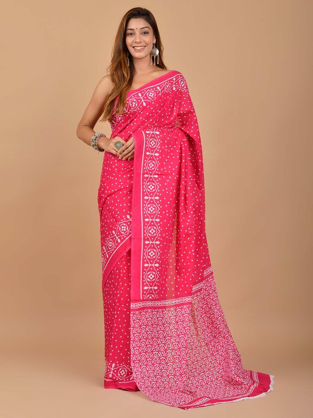 kiaaron ethnic motifs pure cotton block print saree