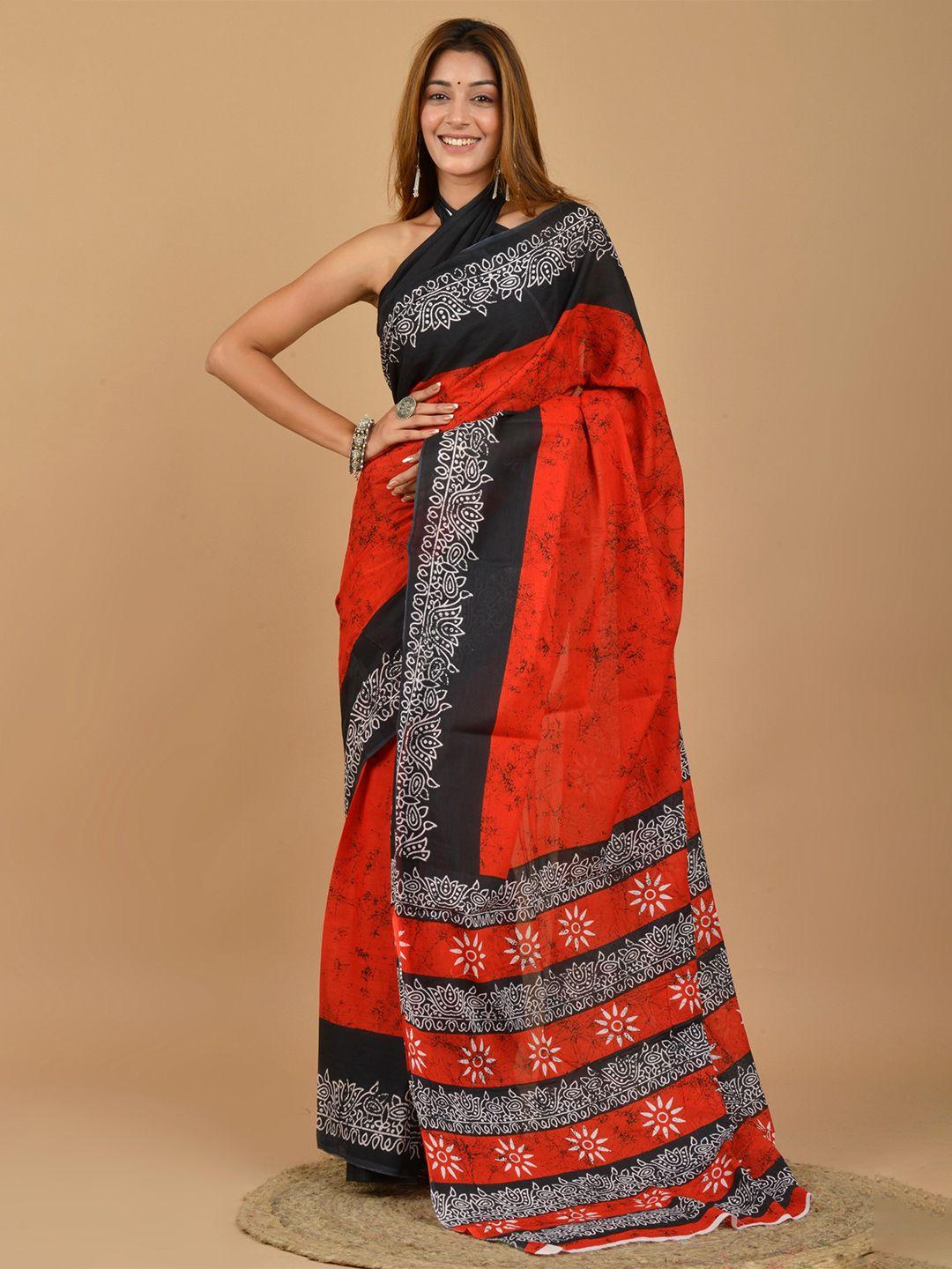 kiaaron ethnic motifs pure cotton block print saree