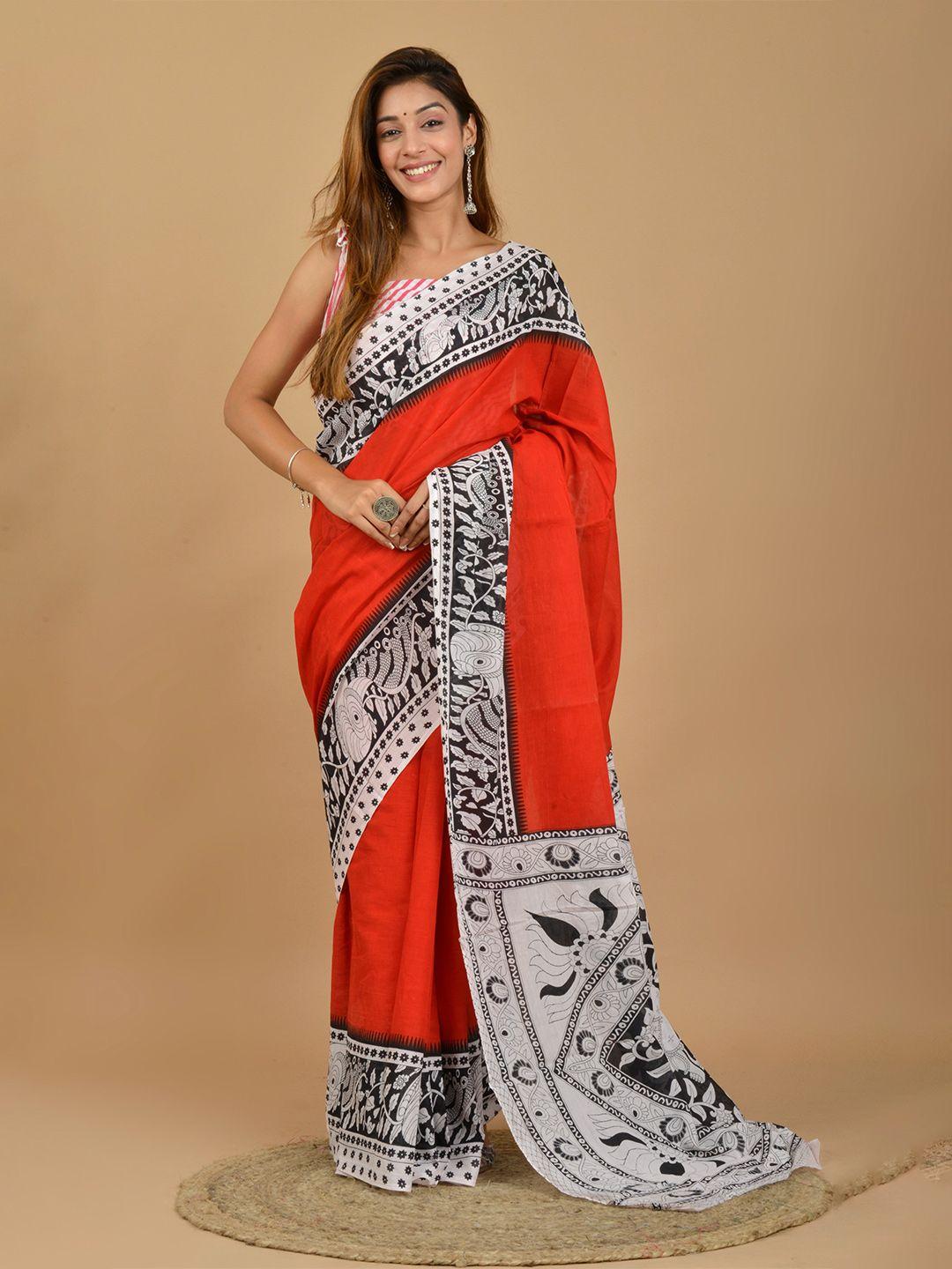 kiaaron ethnic motifs pure cotton block print saree