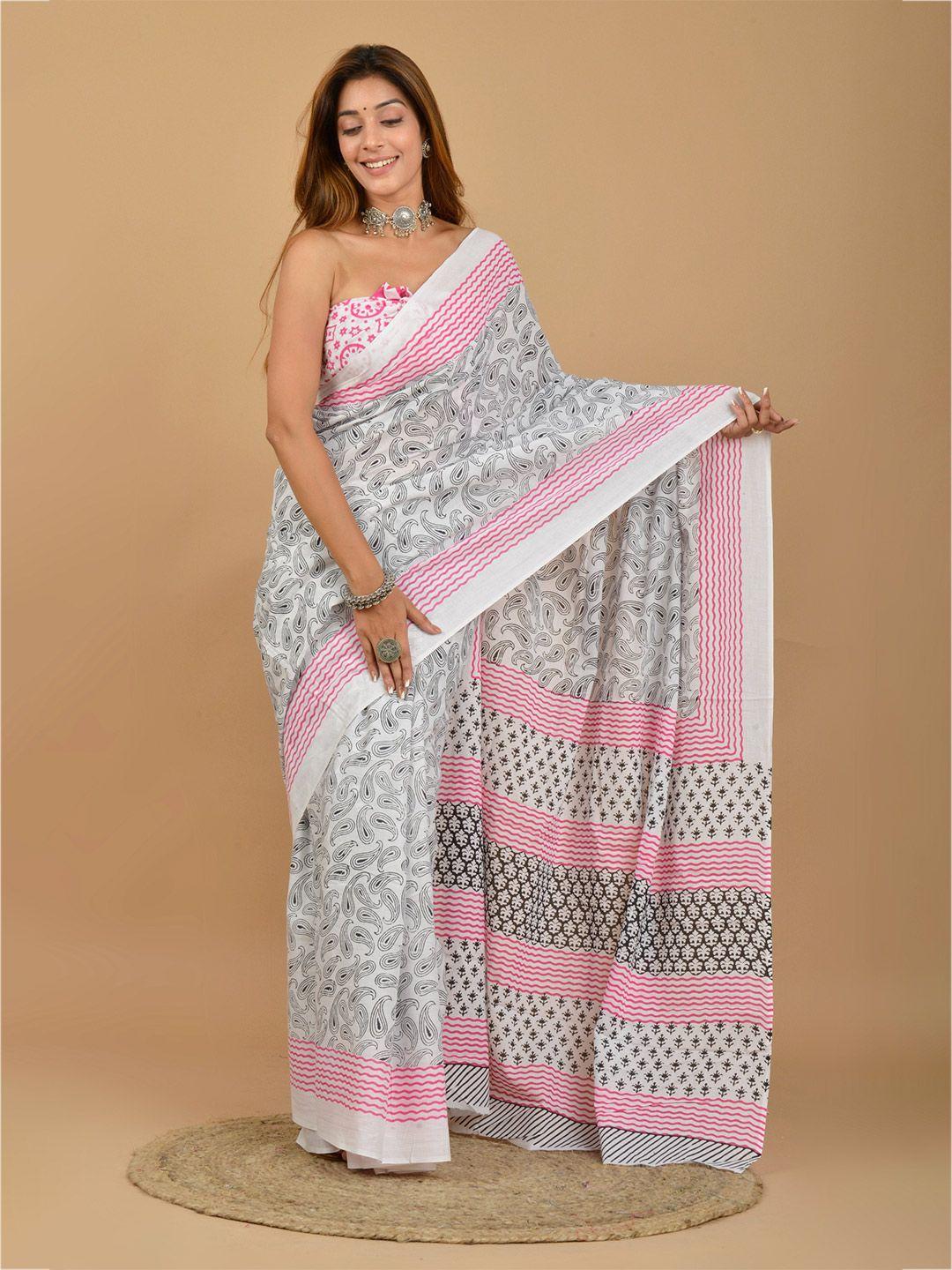 kiaaron ethnic motifs pure cotton block print saree