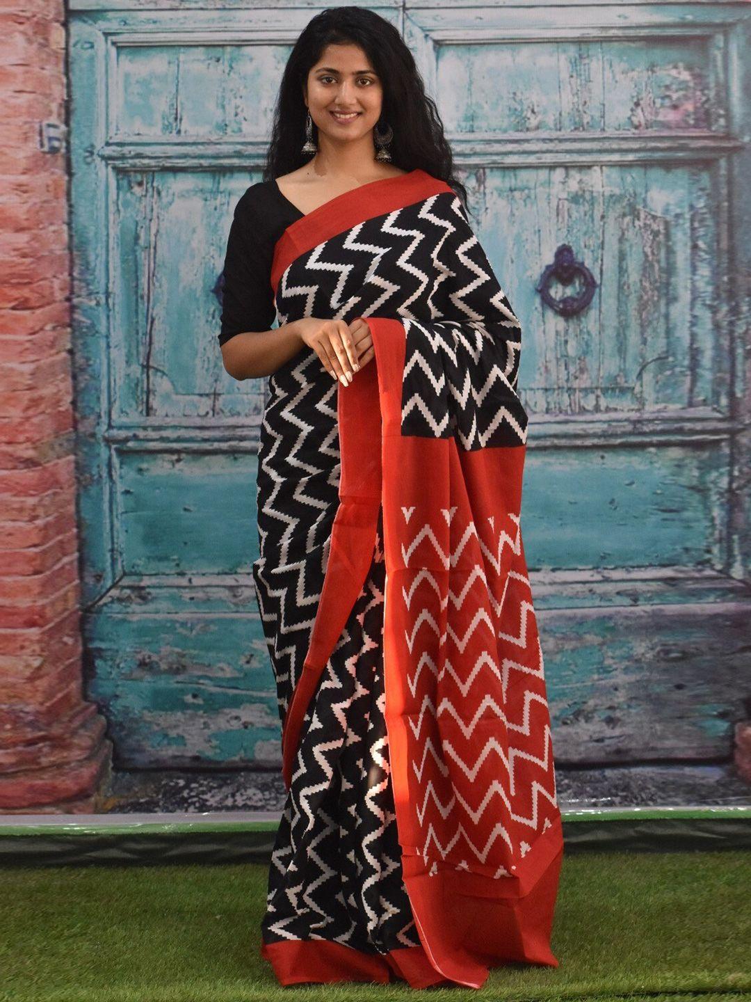 kiaaron pure cotton block print saree