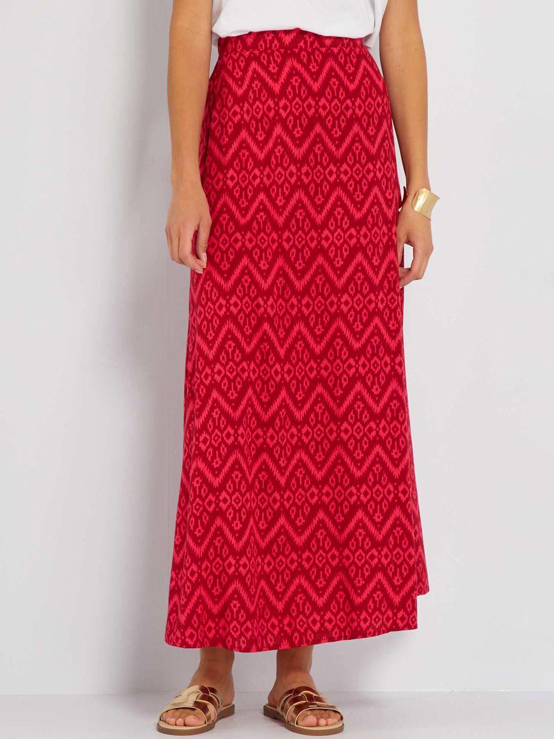 kiabi abstract printed a-line flared maxi skirts