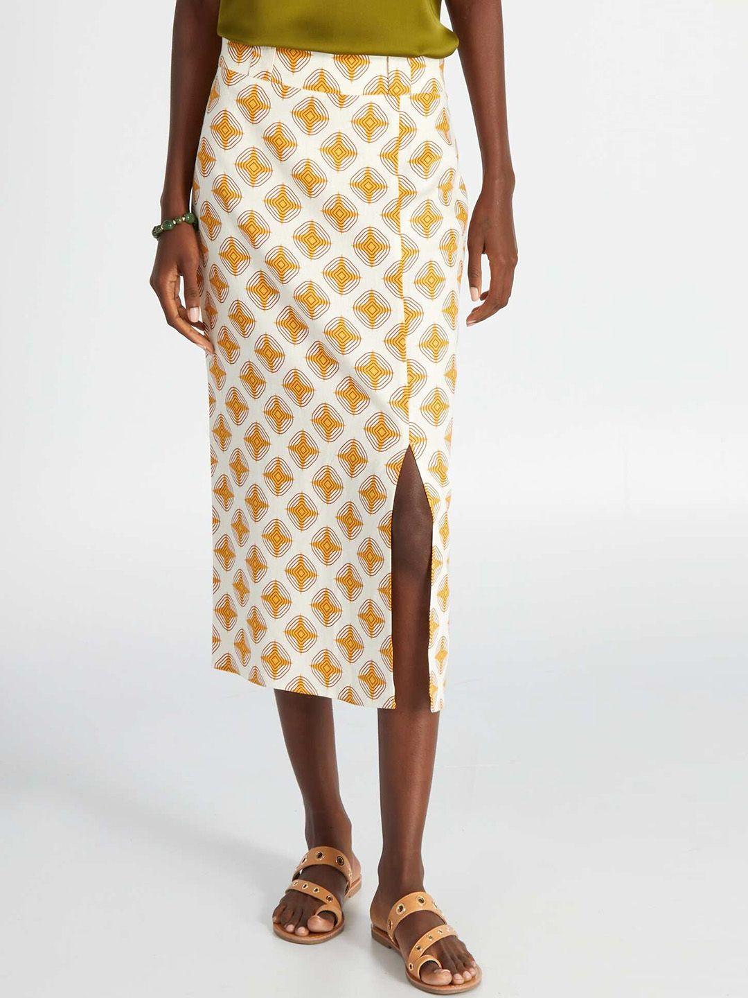 kiabi geometric printed straight opaque midi a-line skirts