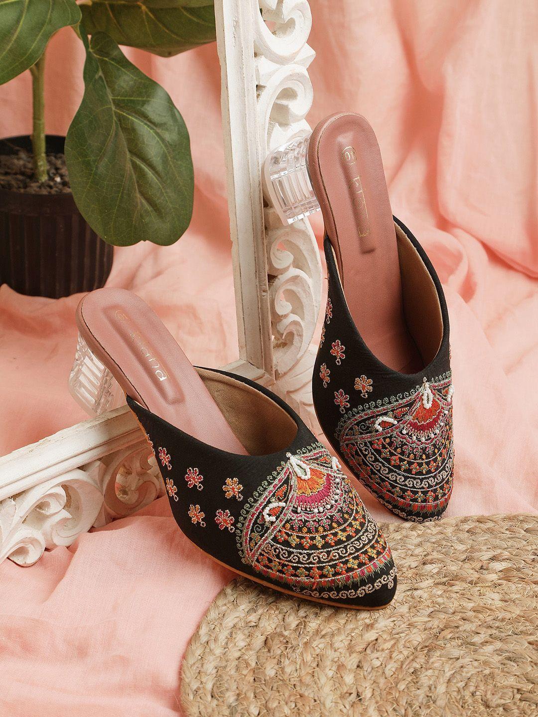 kiana embellished pointed toe block heeled pumps
