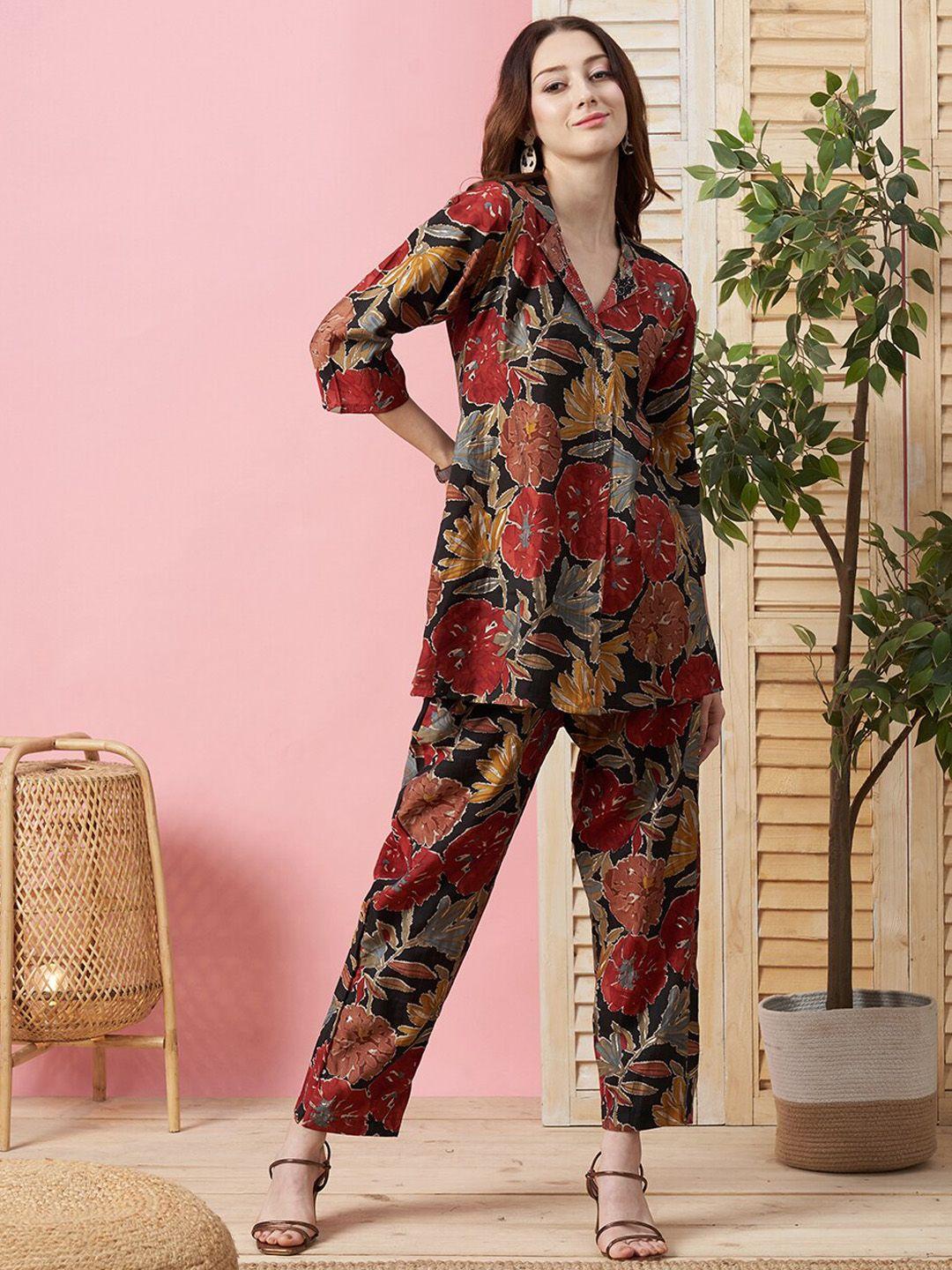 kiana floral printed tunic & trousers co-ords