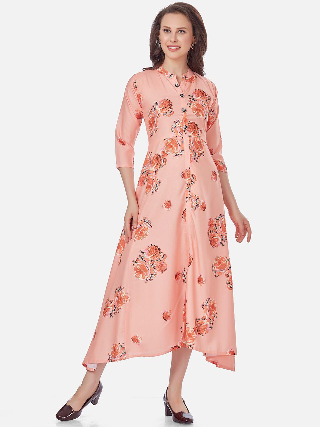 kiana peach-coloured floral a-line maxi dress