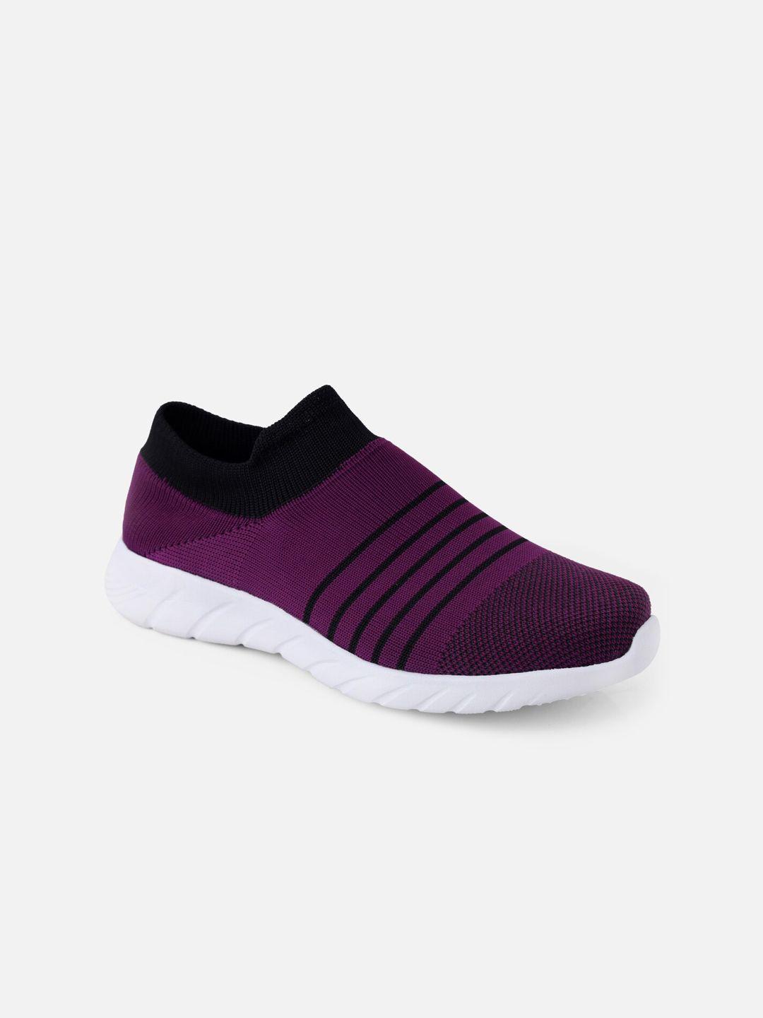 kiana women purple striped slip-on sneakers