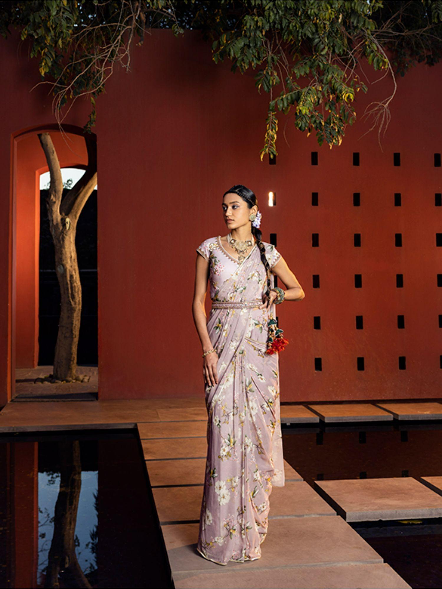 kiara pre draped saree with stitched blouse