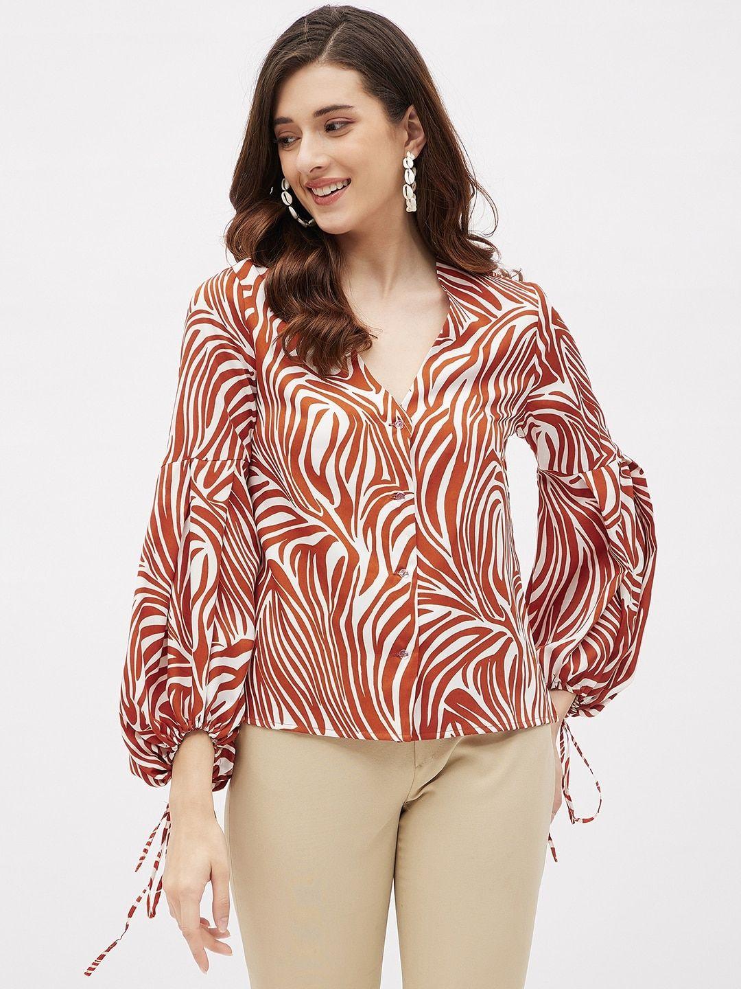 kibo abstract print crepe top