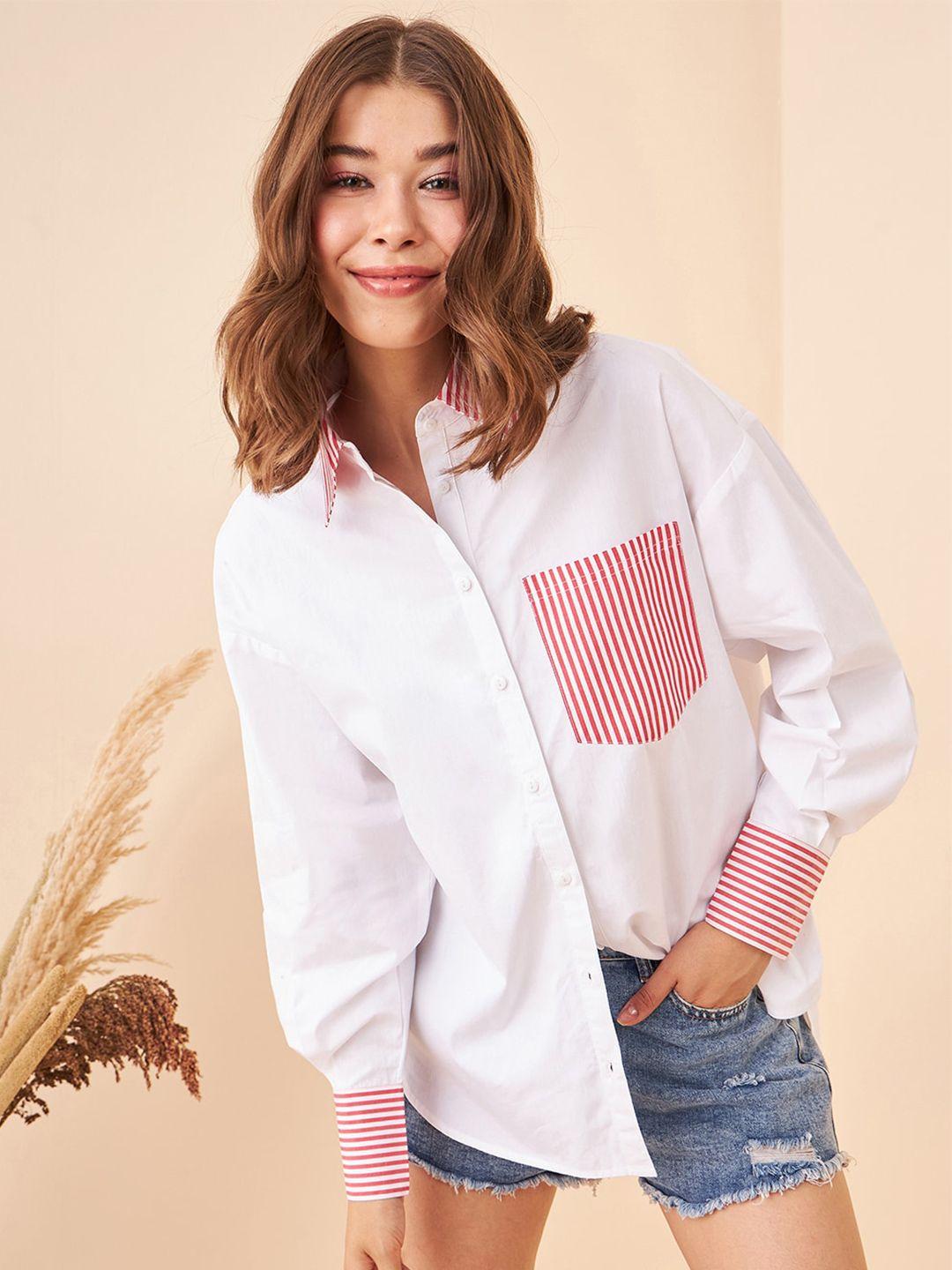 kibo comfort spread collar casual cotton oversized shirt