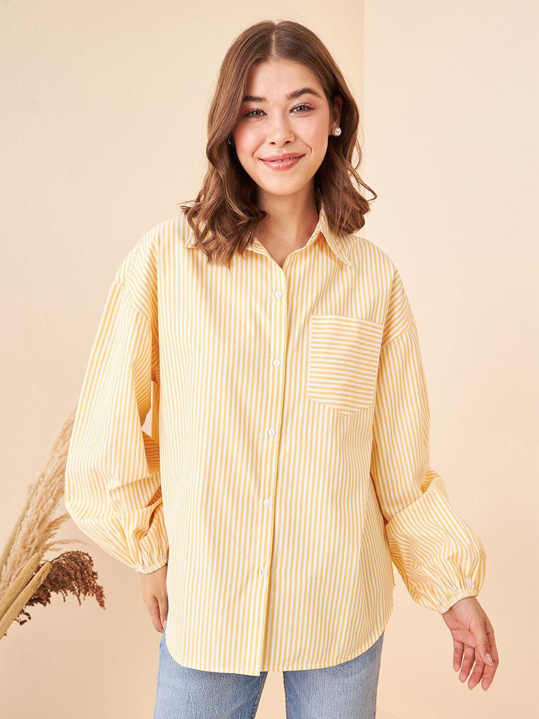kibo comfort striped cotton oversized shirt
