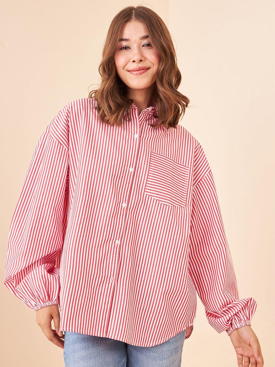 kibo comfort striped oversized cotton casual shirt