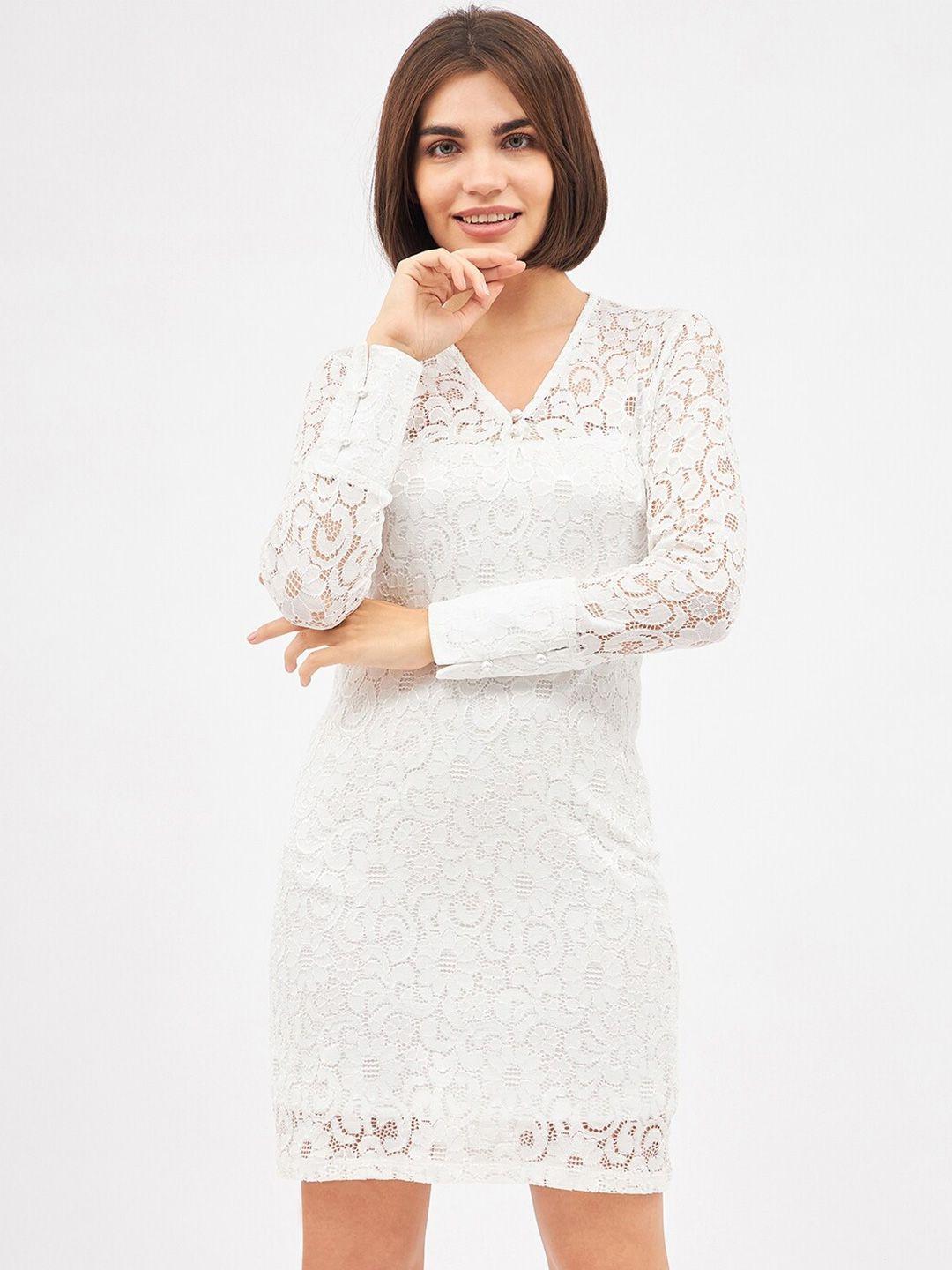 kibo cuffed sleeve lace sheath dress