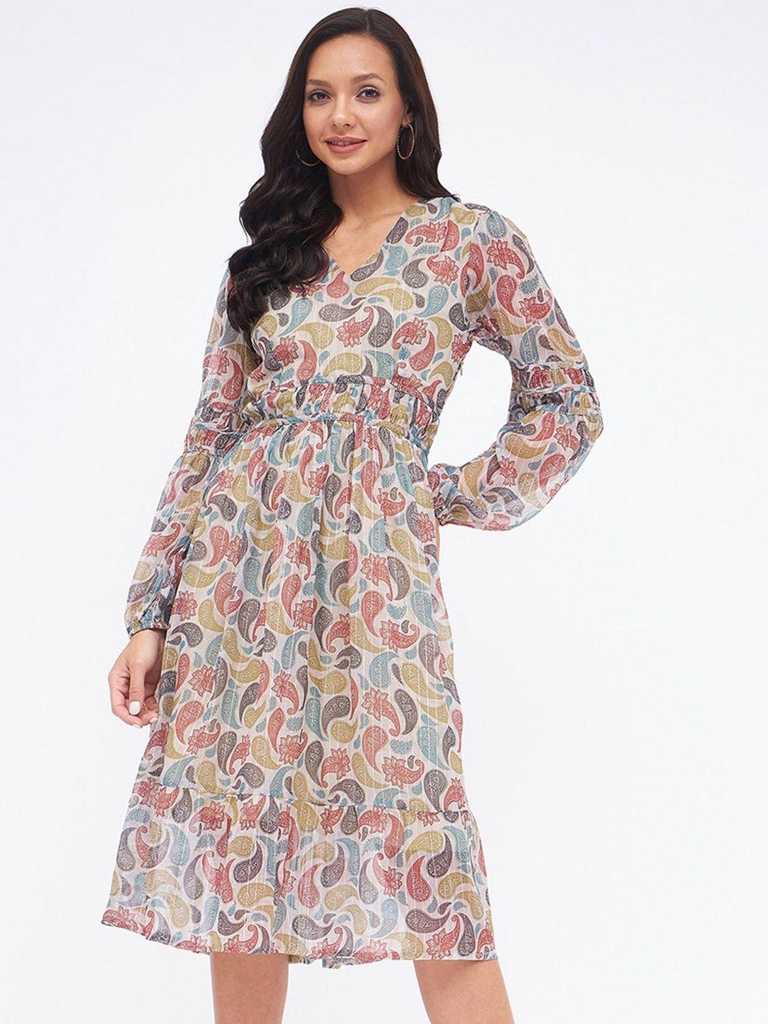 kibo floral print chiffon fit & flare midi dress