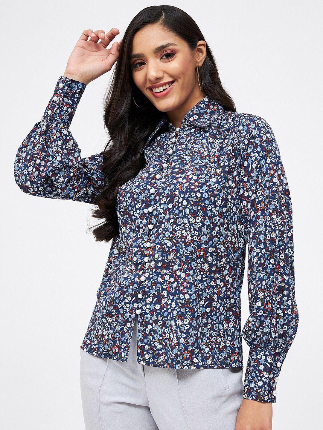 kibo floral print crepe shirt style top