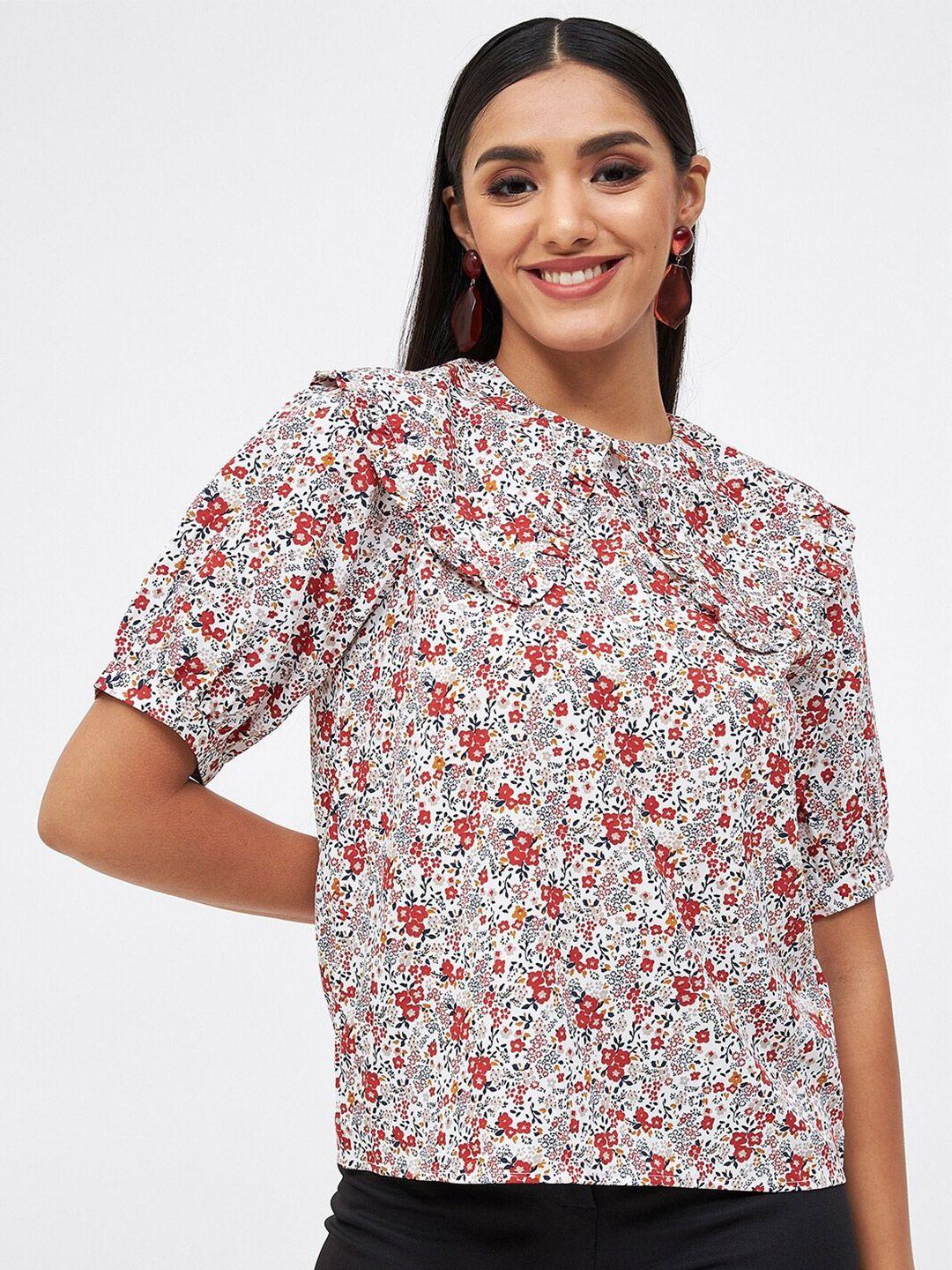 kibo floral print ruffles crepe top