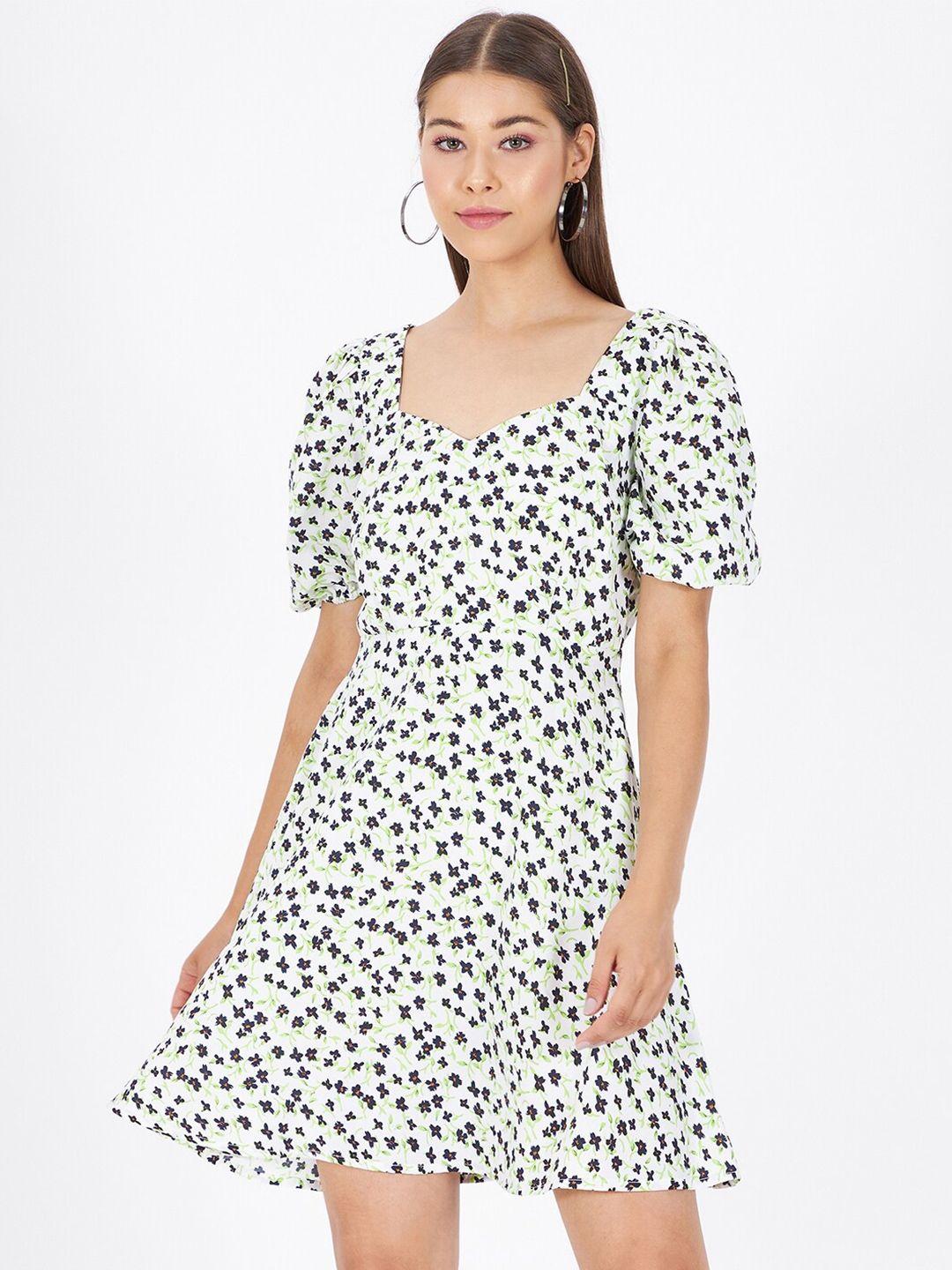 kibo floral printed crepe fit & flare dress