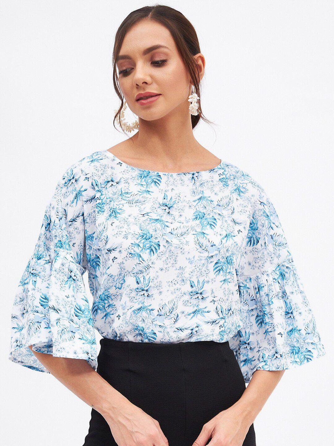 kibo floral printed crepe top